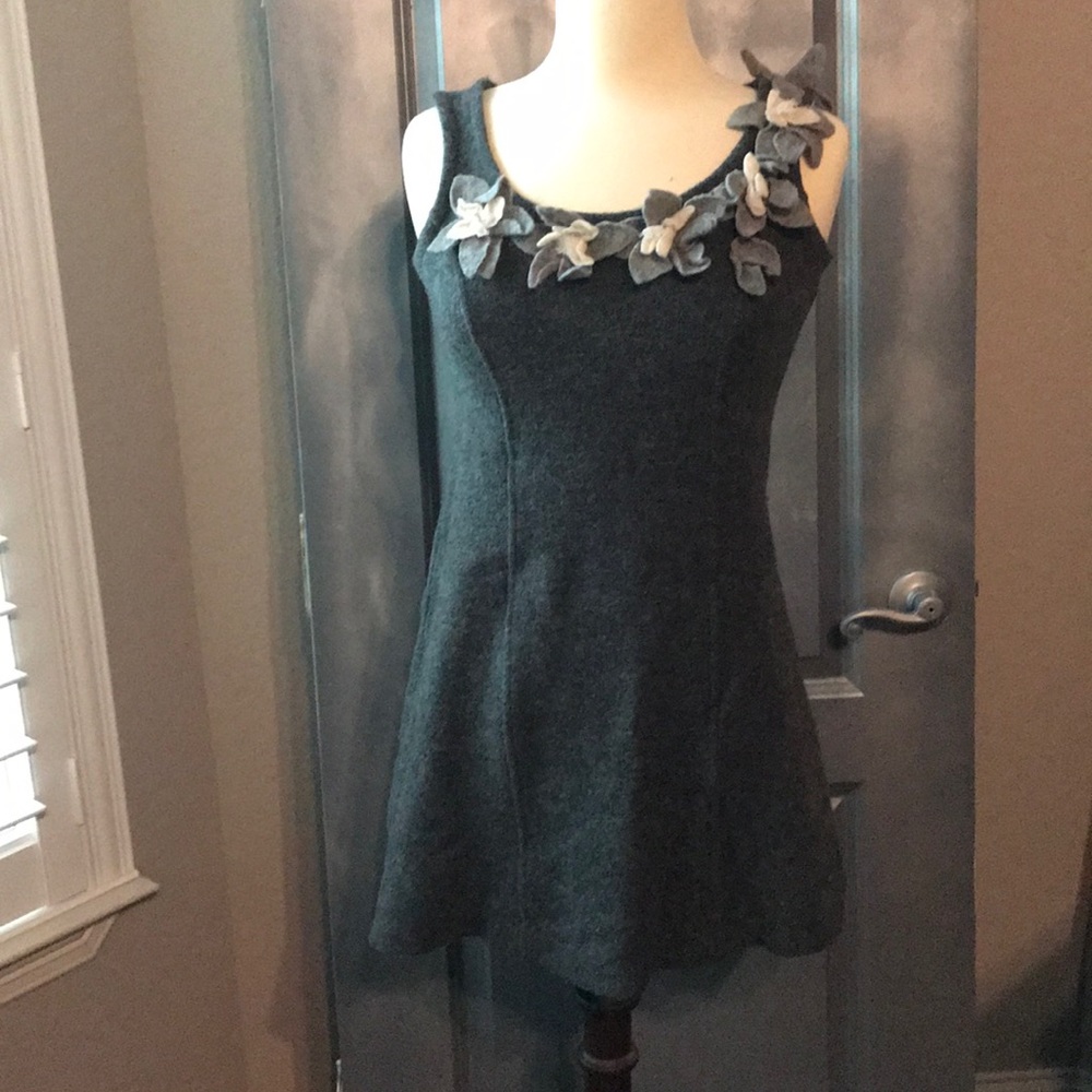 Anthropology Wool Charcoal Mini Dress